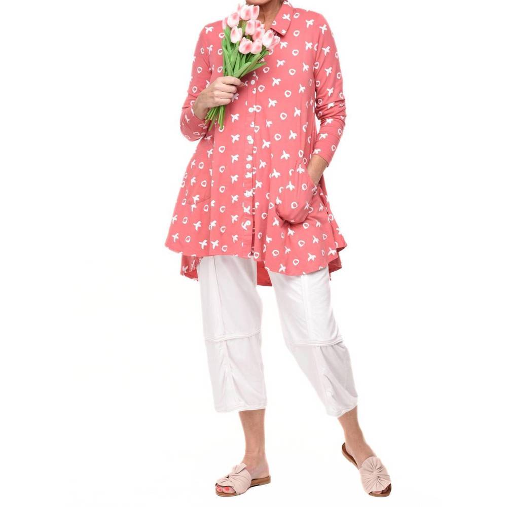 NEW TULIP CLOTHING lauryn button down tunic shirt in paradise xo